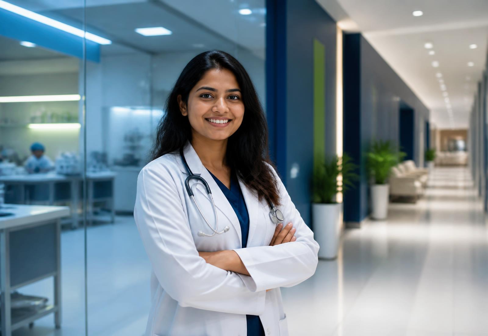 Doctor at SEVA MEDI CARE welcoming a patient