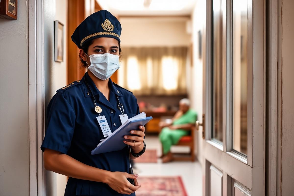 Phlebotomist collecting a blood sample at a patient's home